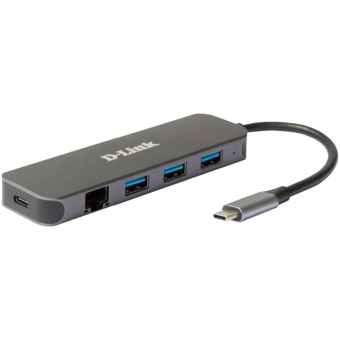 HUB USB D-LINK DUB-2334, USB Type C, cablu 10 cm, metalic, argintiu