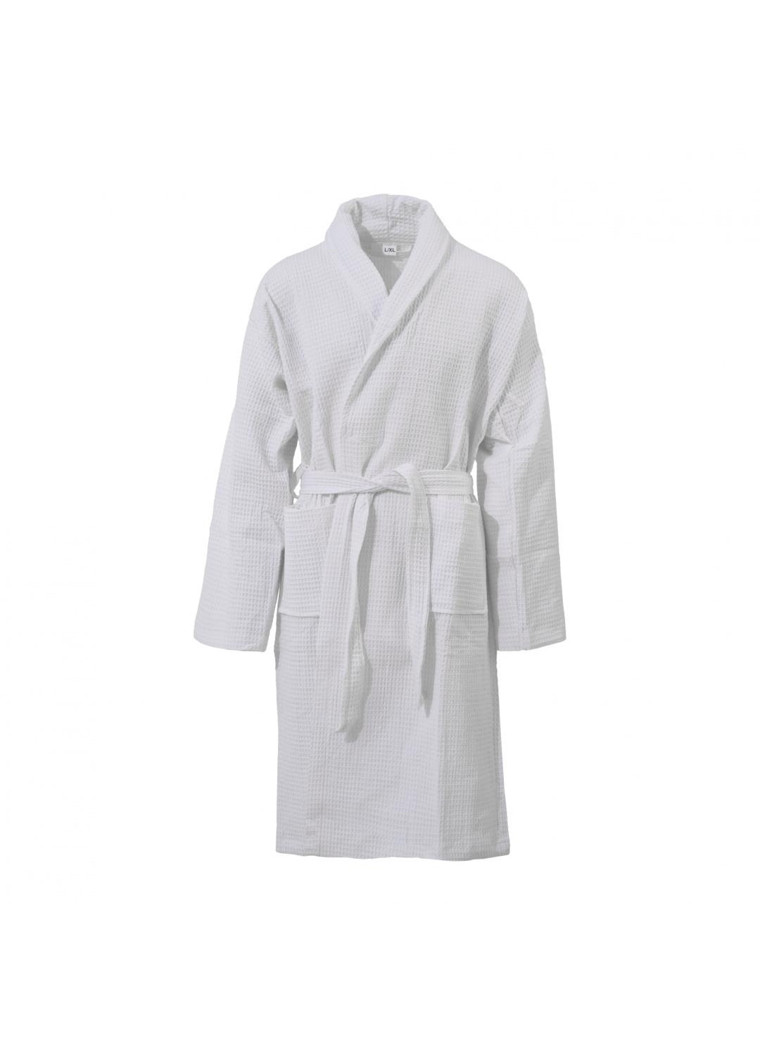Halat de baie unisex, Bumbac, Alb, L/XL