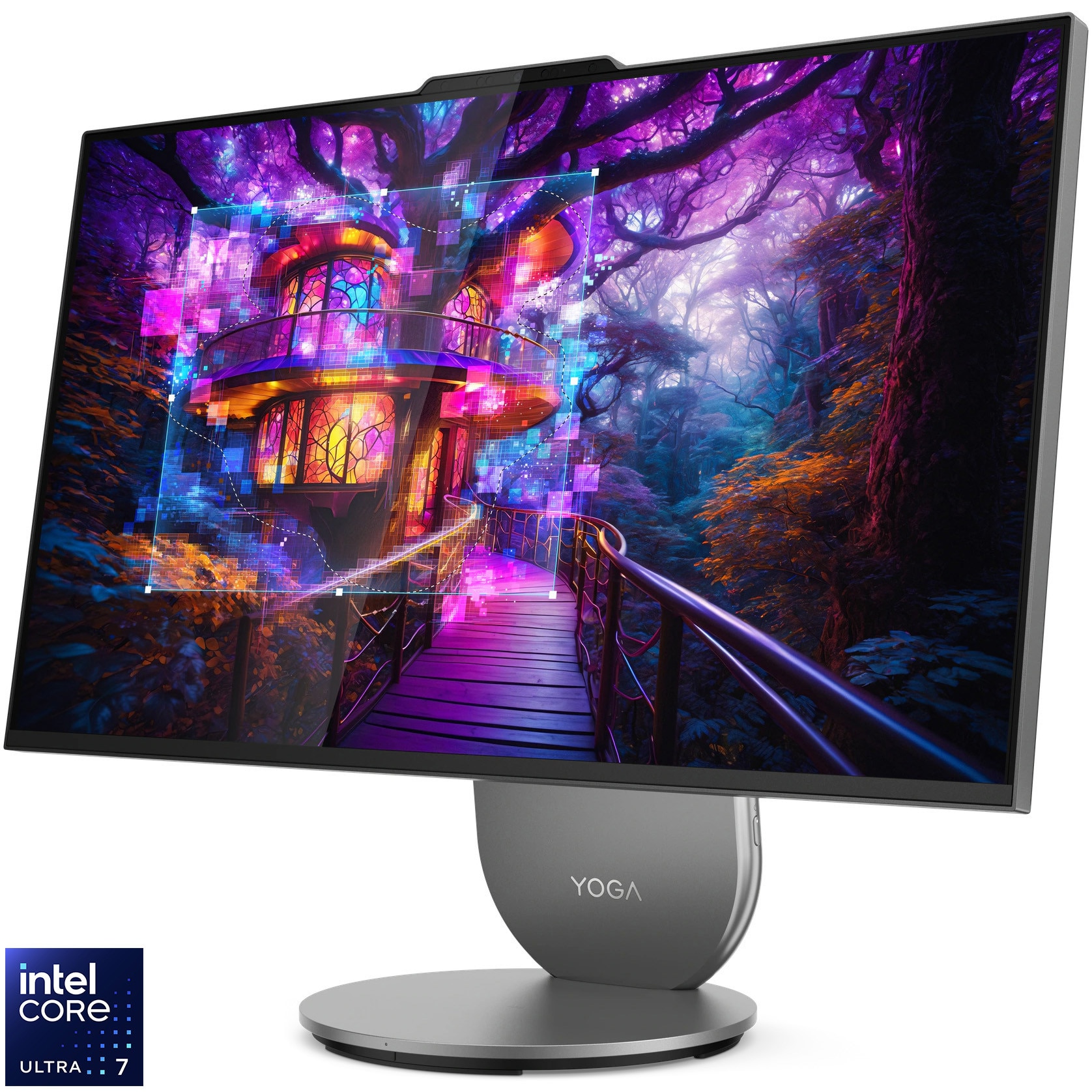Sistem All-in-One Lenovo Yoga AIO 27IAH10 cu procesor Intel® Core Ultra 7 255H pana la 5.1GHz, 27", QHD, IPS, 120Hz, 16GB LPDDR5x, 1TB SSD, Intel® Arc™ Graphics, No OS, Luna Grey, 3Y Premium Care