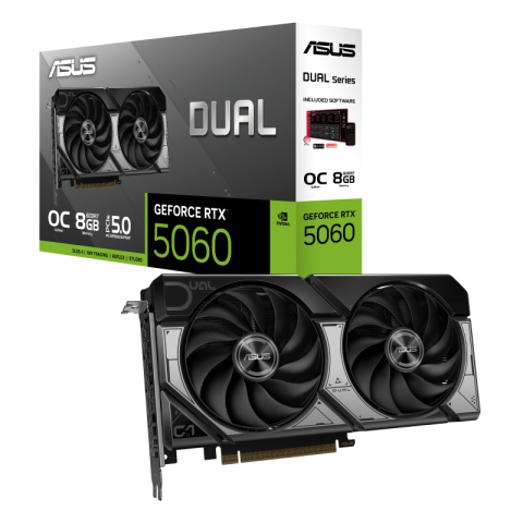 Placa Video ASUS Geforce RTX 5060 DUAL OC, 8GB GDDR7, 128-bit