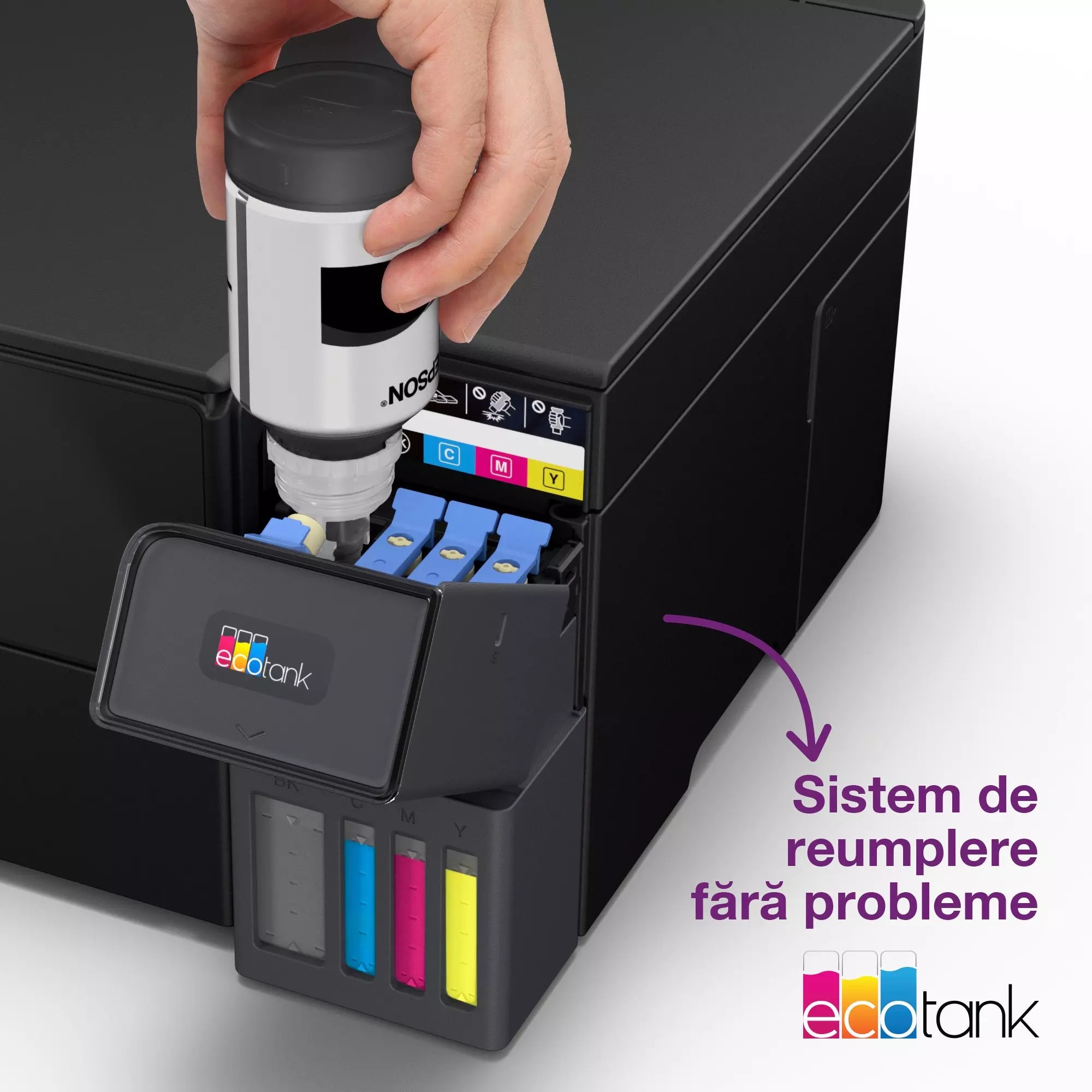 Multifunctional inkjet color CISS Epson EcoTank L4360, A4, Duplex, Wi-Fi, 4800x1200dpi, negru