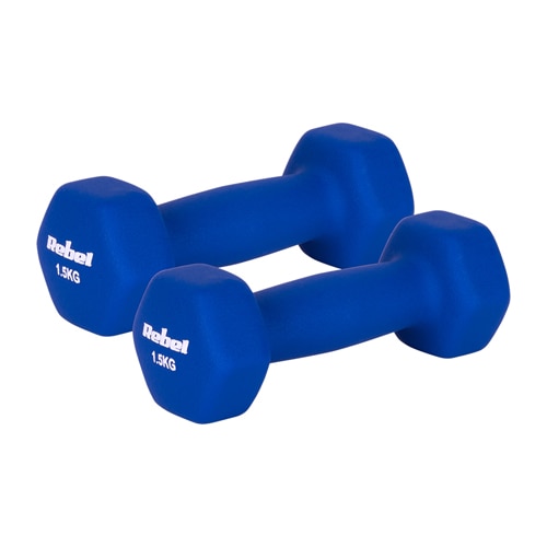 Set gantere Rebel Active RBA-2330-1.5, 2 x 1.5kg, fonta si invelis de neopren Albastru