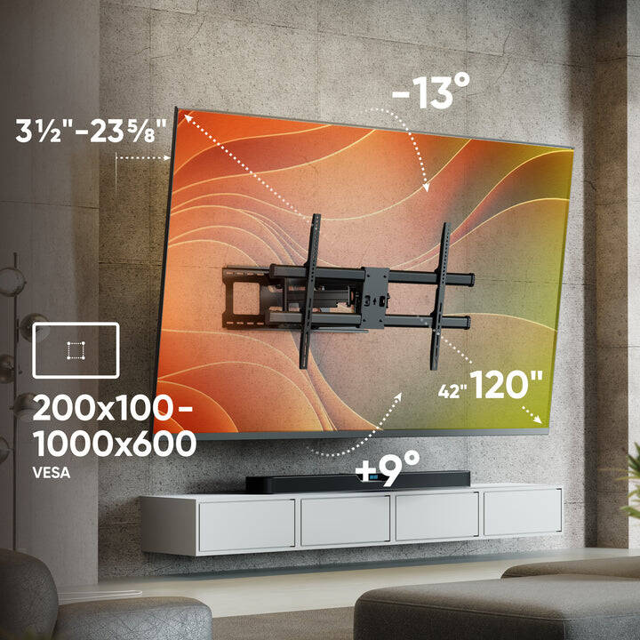 Suport TV de Perete ONKRON M10-B Pivotant 42-120inch Greutate Maxima 100Kg Negru