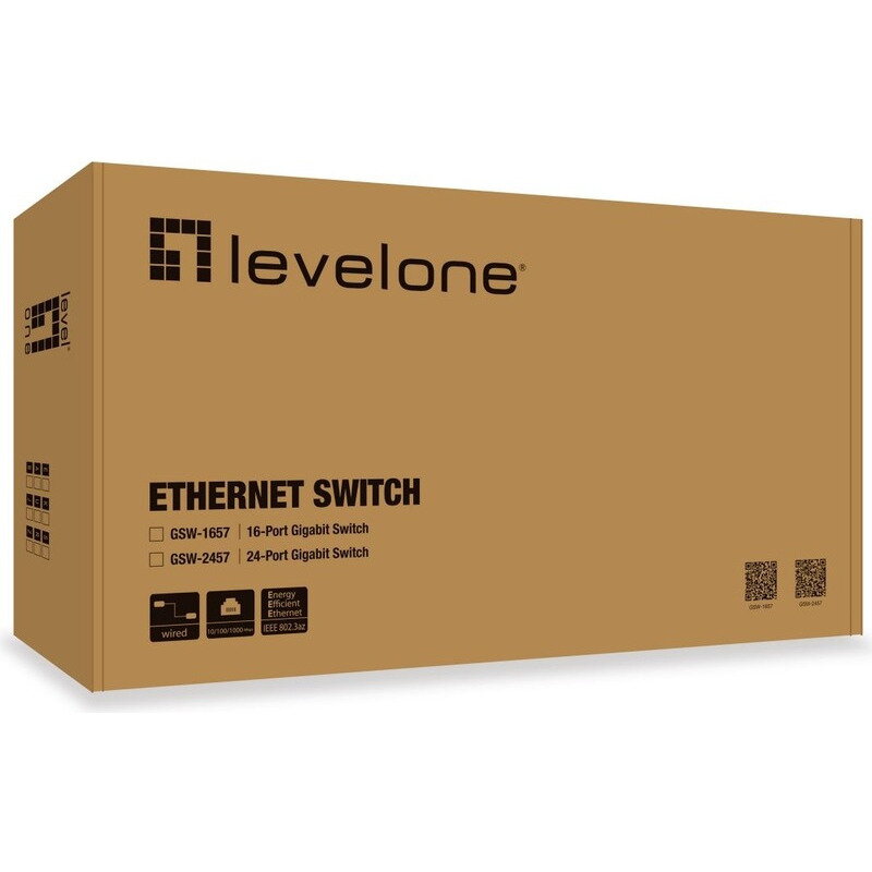 Switch 24-Port Gigabit, LevelOne, Unmanaged, 48 Gbit/s, Rack-mount