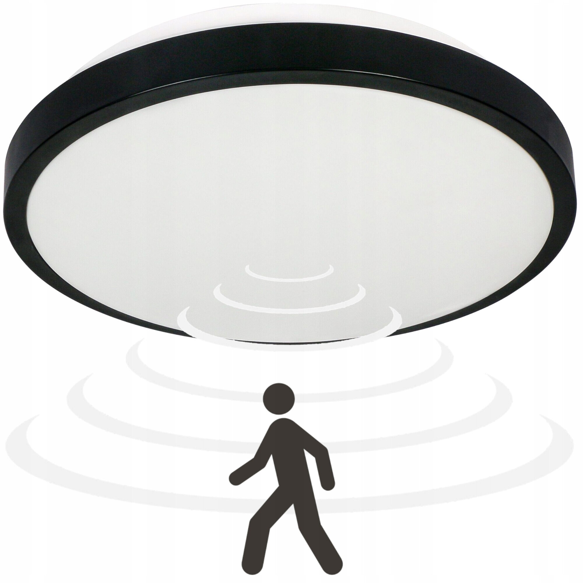 Plafoniera VIRONE SELENE CL/2XE27-10MV/B, 2xE27, max. 2x60W, senzor de miscare, IP54, IK07, metal/plastic, negru