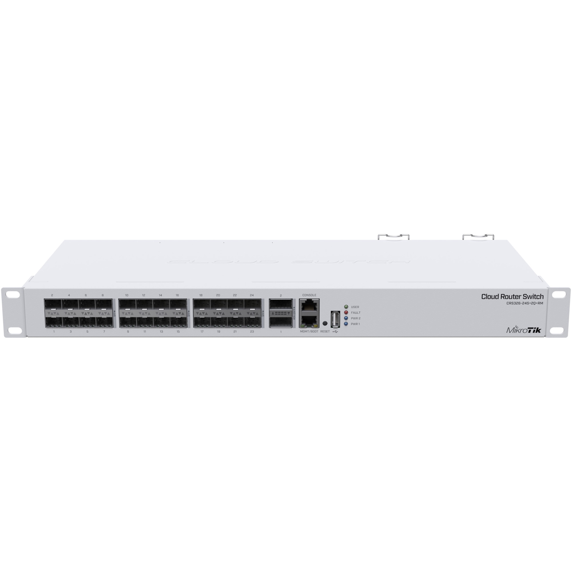 Switch Mikrotik CRS326-24S+2Q+RM, cu management, fara PoE, 1x 10/100Mbps RJ45, 24xSFP+, 2xQSFP+