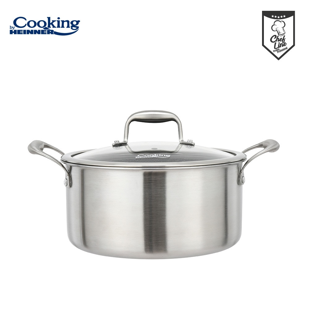 Oala cu capac sticla Cooking by Heinner Titanium, 3 straturi, inox, inductie, 20 x 10 cm, 2.8 L