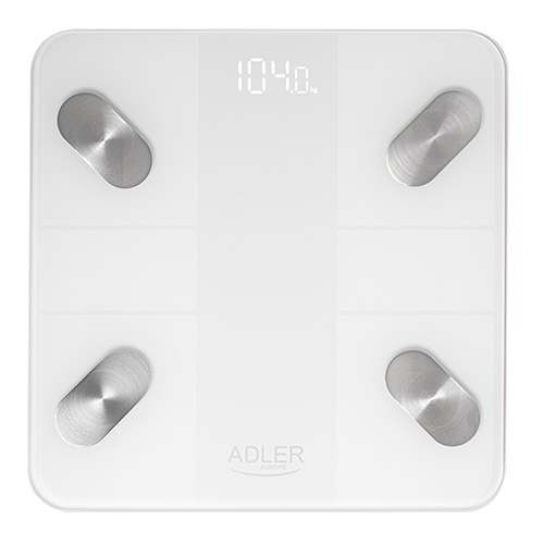 Cantar corporal inteligent ADLER, analiza 18 parametri, LED, 180kg, 28x28cm, Bluetooth