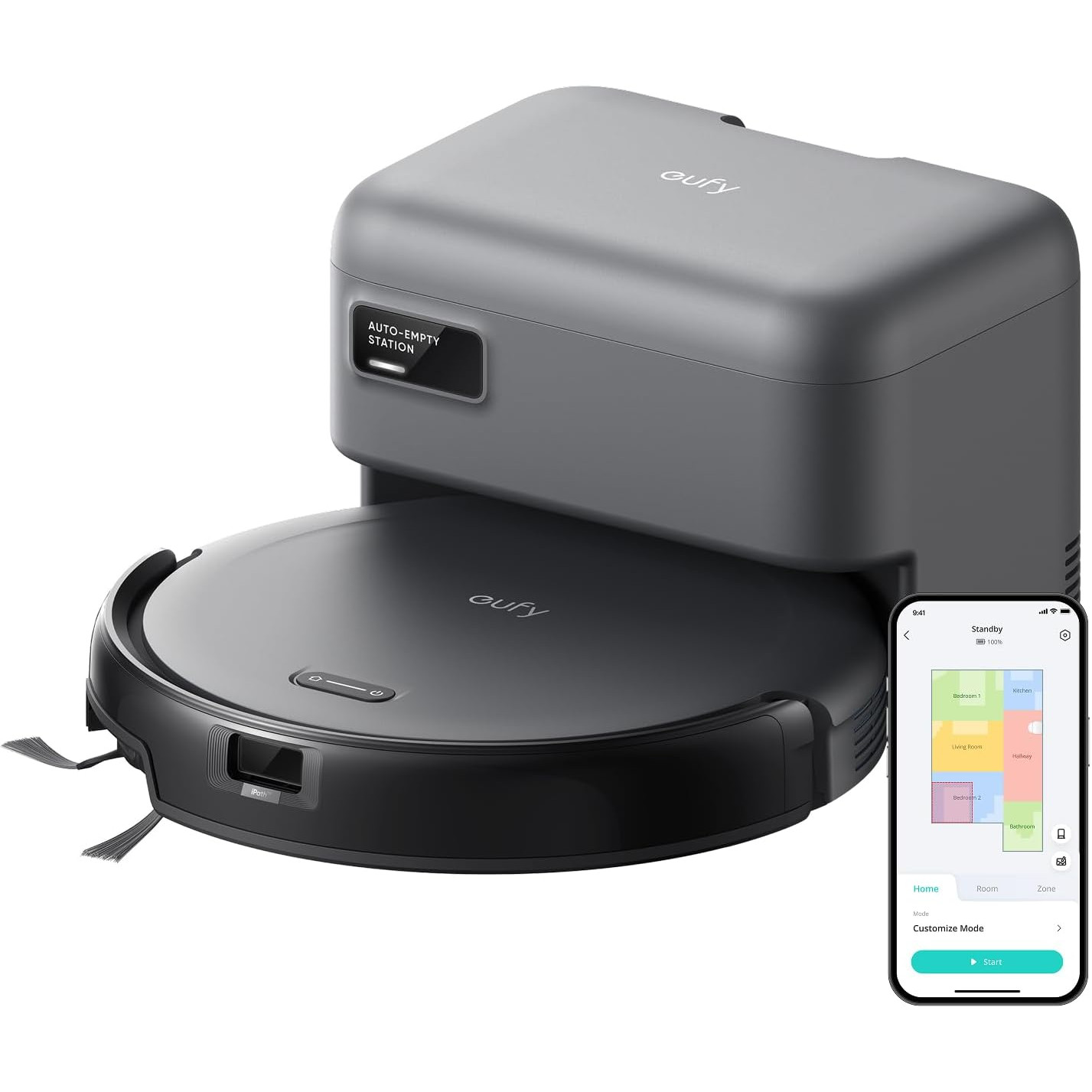Aspirator robot eufy Robot Vacuum C10, 4000 Pa, Navigatie Lidar, Gri