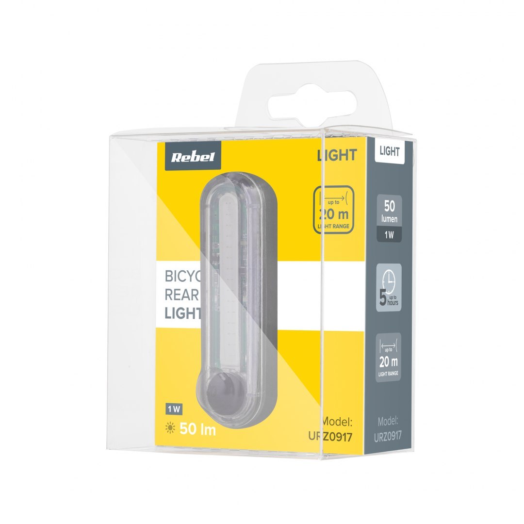 Lampa spate pentru bicicleta, Cablu USB, COB, Negru