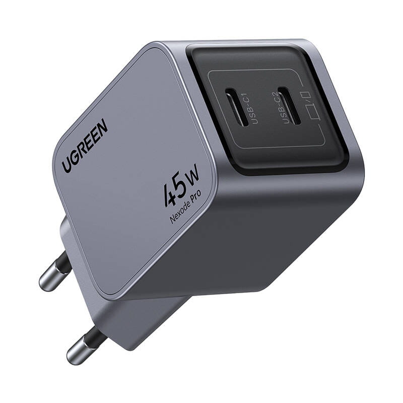 Incarcator retea Ugreen Nexode Pro, 45W, 2x USB-C GaN Fast Charger, Gri