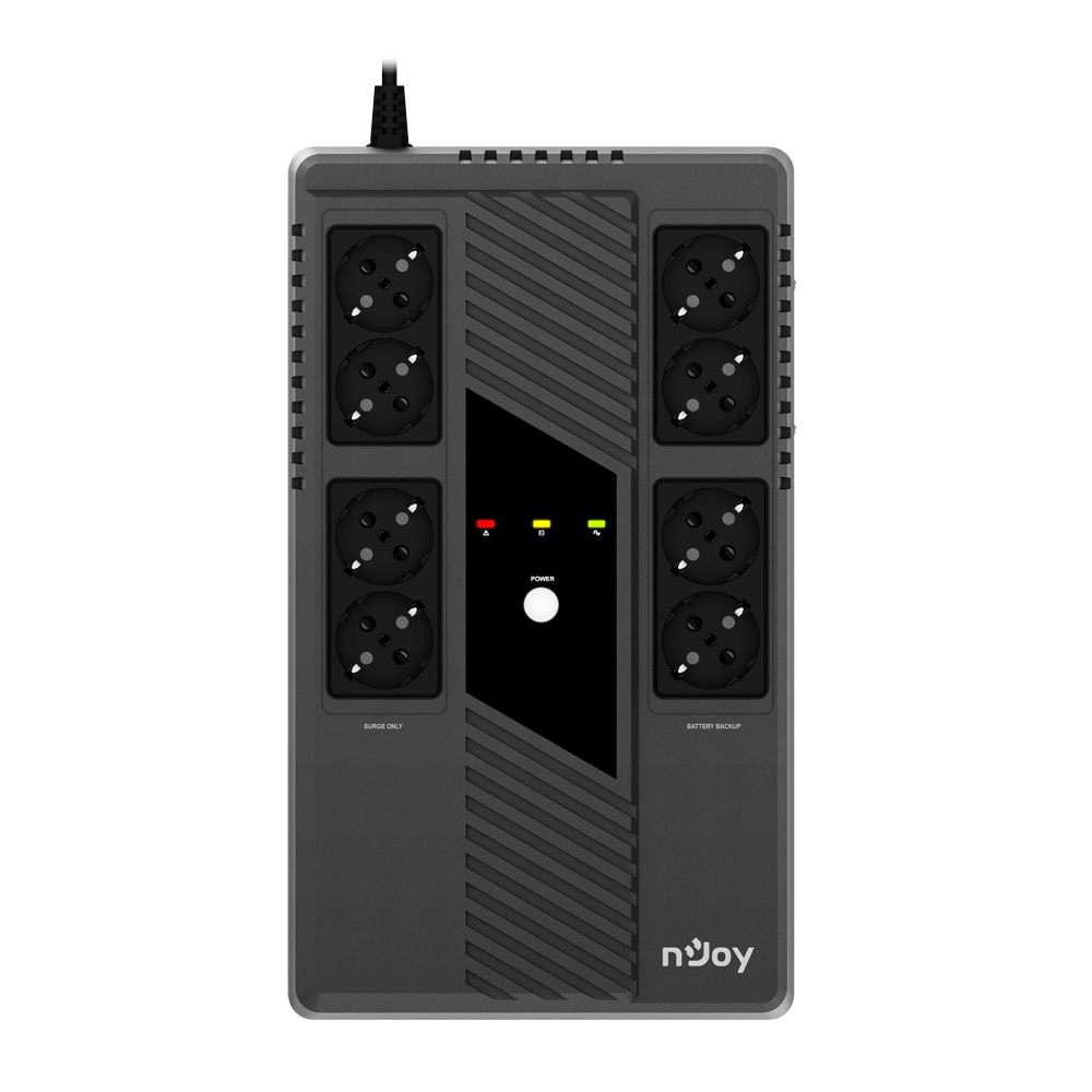 UPS nJoy Token 600, 600VA/360W, 8 Prize Schuko cu protectie, HID USB port, Management, Repornire Automata, AVR