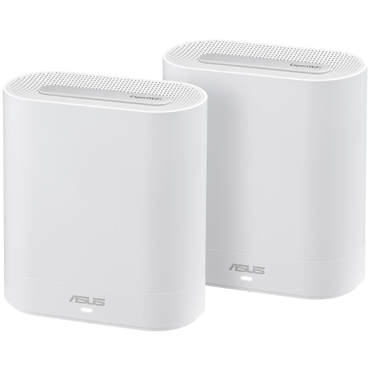Sistem Wi-Fi Mesh Business ASUS ExpertWiFi EBM68 2PK, AX7800, Tri-Band, Quad-Core 1.7GHz CPU, 256MB/1GB Flash/RAM, 2.5G port, OFDMA, Beamforming, 8 SSIDs, guest portal customizat, Commercial-Grade Network Security & VPN, AiMesh, montare perete