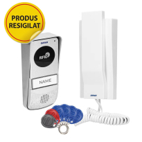 Resigilat Interfon pentru o familie MIZAR ORNO OR-DOM-AT-929/W, deschidere cu ajutorul etichetelor de proximitate, control automat al portilor, alb
