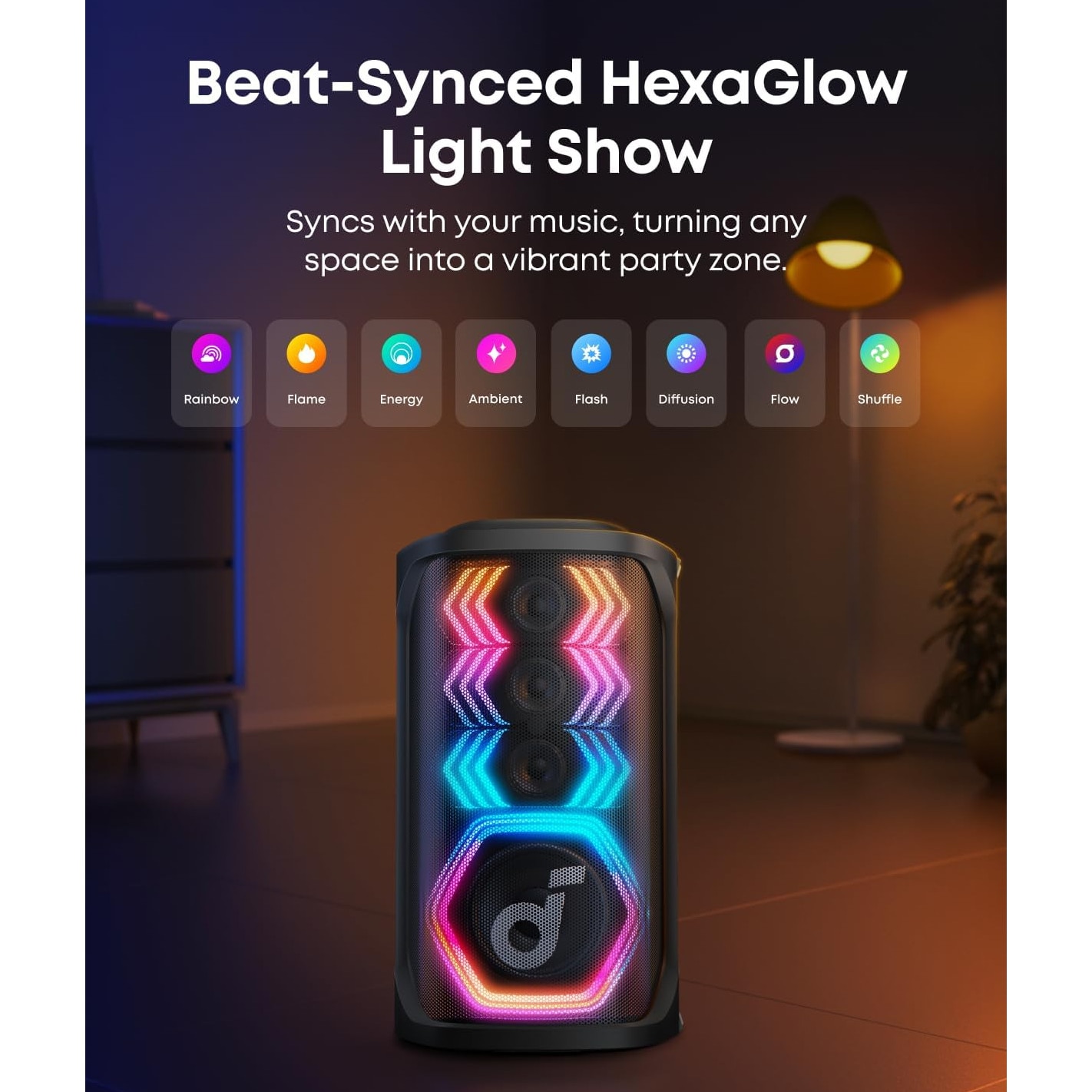 Boxa portabila Anker SoundCore Rave 3S, 200W, Bluetooth, Karaoke AI, IPX4, Autonomie 12 ore, Negru