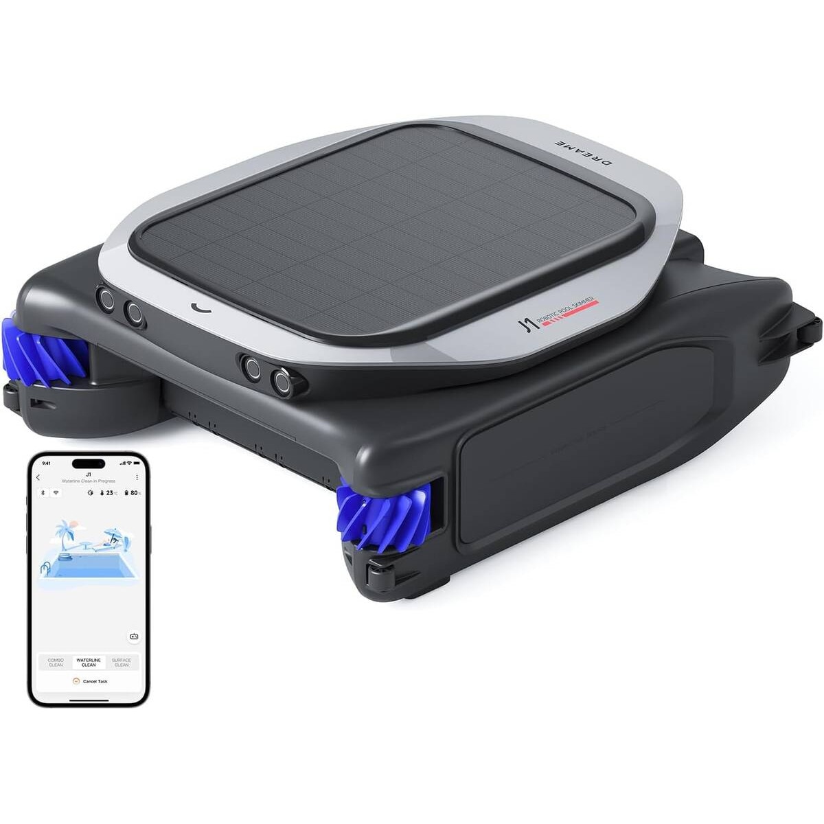 Robot de Curatat Piscina Dreame J1 (PNUJ4110) Capacitate 5L Alimentare Panou Solar IPX8 Negru
