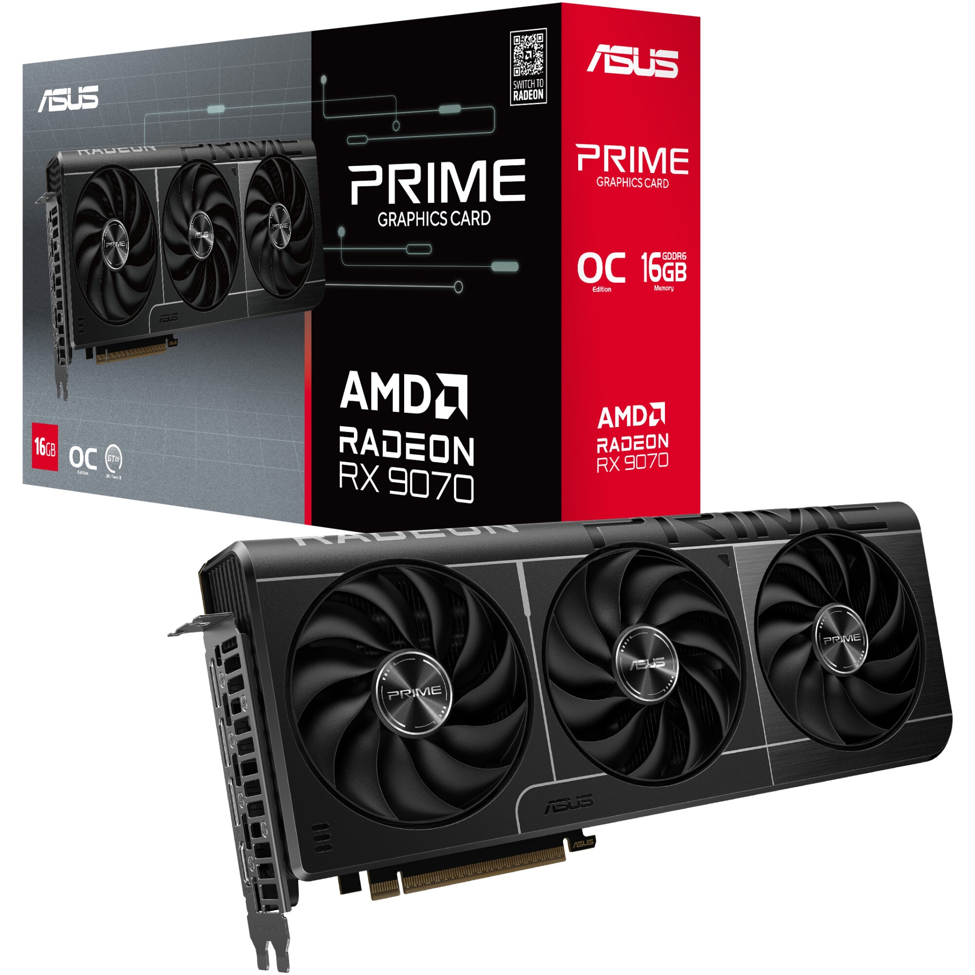 Placa video ASUS PRIME AMD RADEON™ RX 9070 OC, 16GB GDDR6, 256-bit