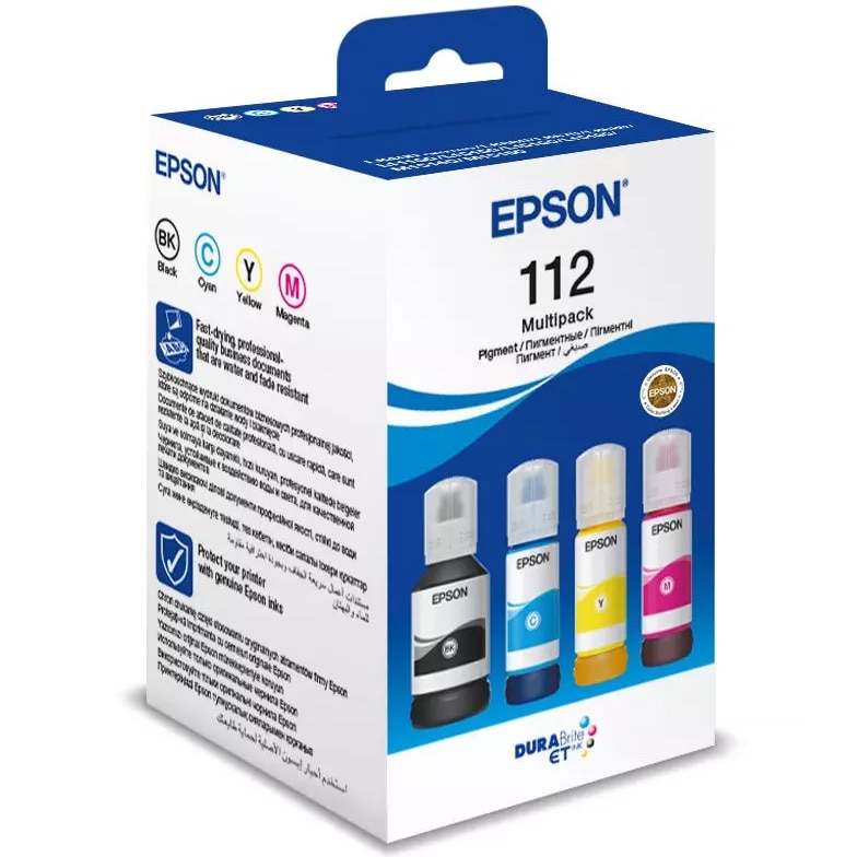 Multipack Epson 112 EcoTank 4 Culori, Negru, Cyan, Galben, Magenta (260 ml)