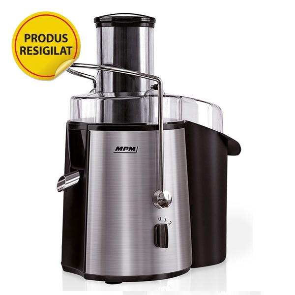 Resigilat Storcator fructe MPM MSO-06M, 1000W, 2.2 litri, 2 viteze, 1 litru/minut, carcasa otel inoxidabil